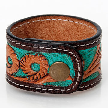 American Darling ADBRF173 Hand tooled carved Genuine Leather Bracelet women